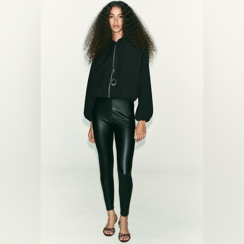 Zara Black skinny Leather Pants - size small